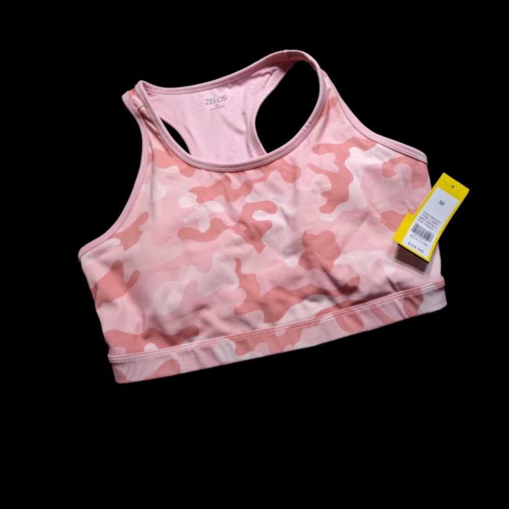 Zelos pink camo sports bra